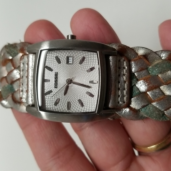 {Fossil} JR-8838 Leather Strap Stainless Steel Analog Watch - Picture 5 of 11